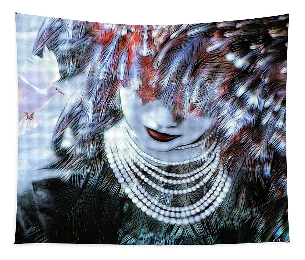 Abstract Tapestry featuring the digital art Angelic Embrace by Pennie McCracken