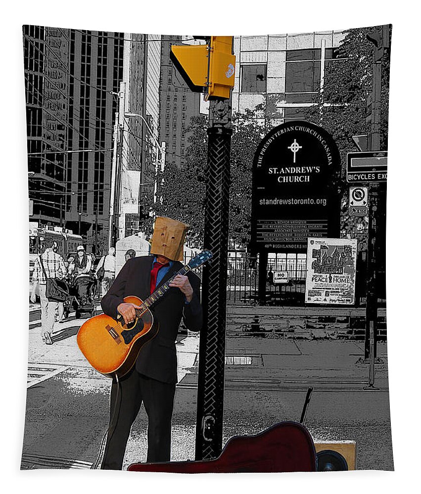 Busker Tapestry featuring the photograph Anonymous Guitar Player by Nina Silver