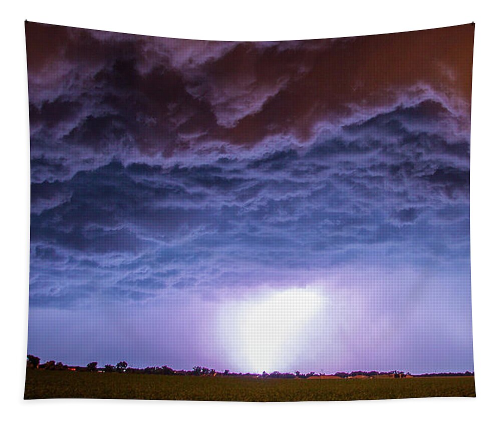 Nebraskasc Tapestry featuring the photograph Another Impressive Nebraska Night Thunderstorm 007 by NebraskaSC