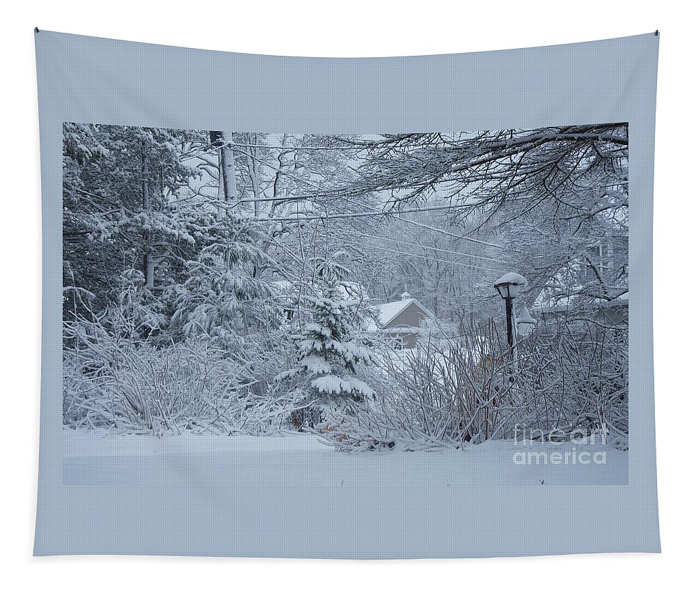 Winter Tapestry featuring the photograph Another Nor'Easter Hits McKinley Avenue Walpole by Marcus Dagan