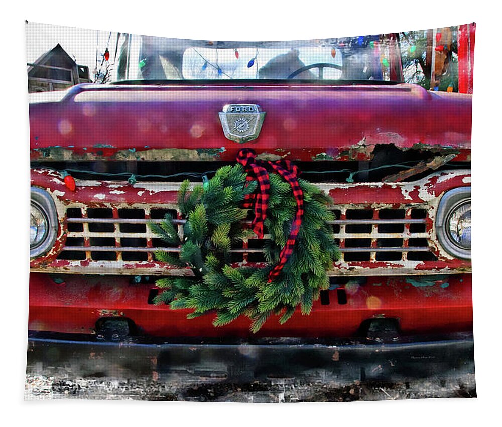 Photography By Suzanne Stout Tapestry featuring the photograph Antique Ford Christmas by Suzanne Stout
