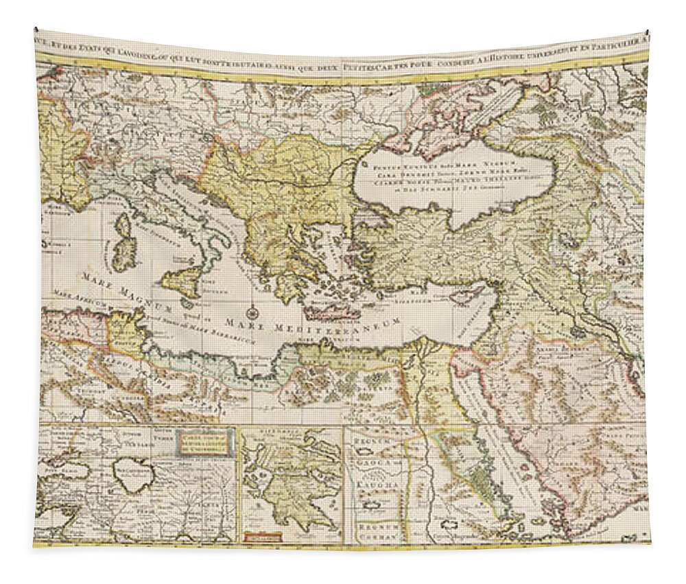 Antique Map Of Ottoman Empire Tapestry featuring the drawing Antique Maps - Old Cartographic maps - Antique Map of the Ottoman Empire, 1719 by Studio Grafiikka