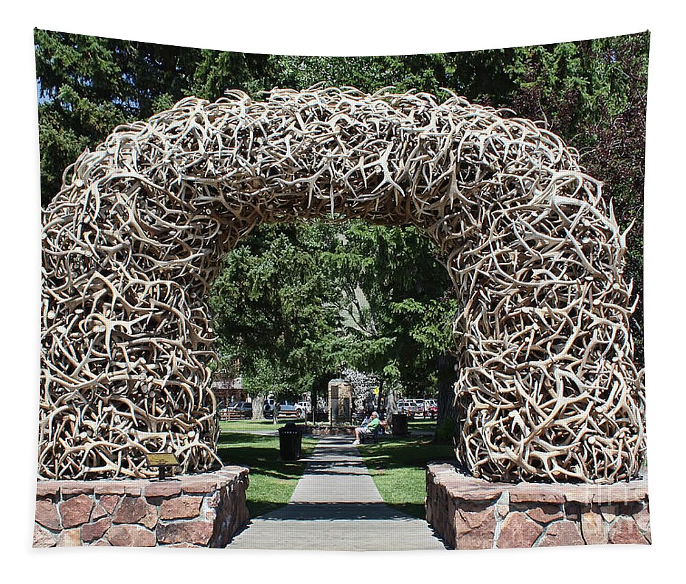 Antler Arch Tapestry featuring the photograph Antler Arch In Jackson Hole by Teresa Zieba