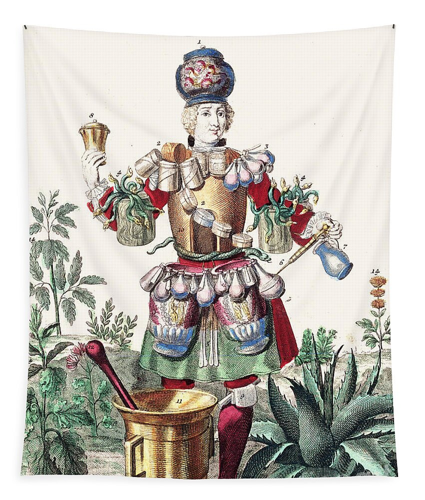Historic Tapestry featuring the photograph Apothecary, 1721 by Wellcome Images
