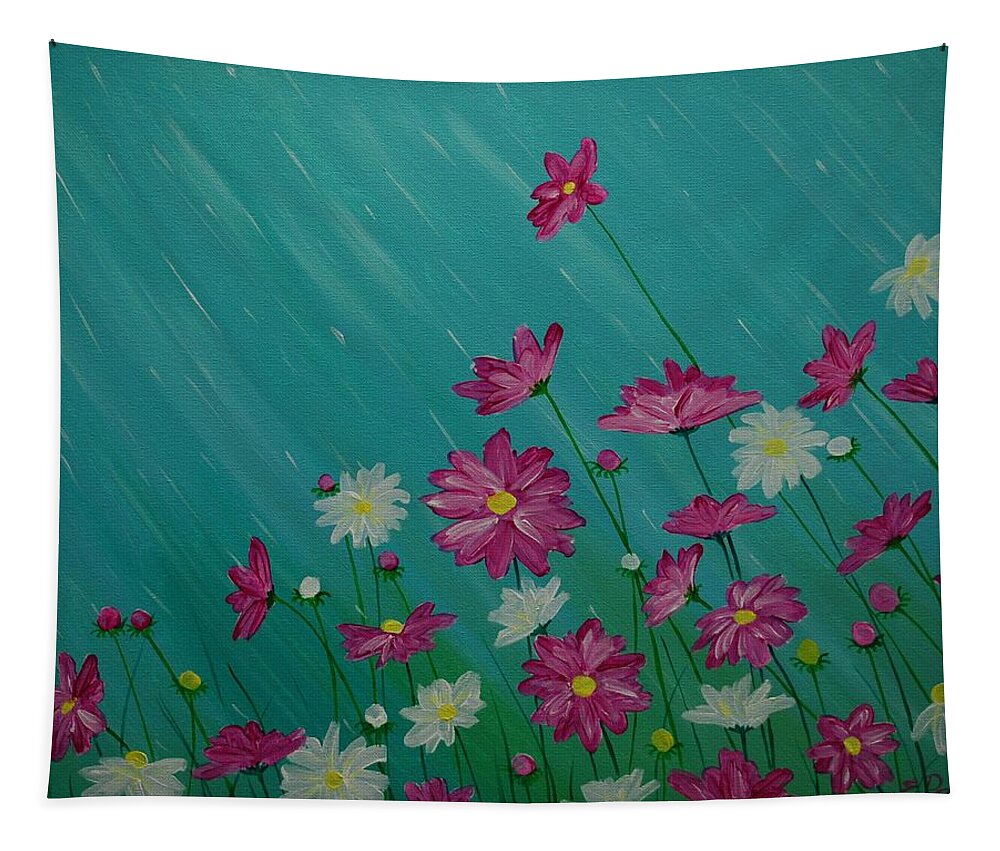Flowers Tapestry featuring the painting April Showers by Emily Page