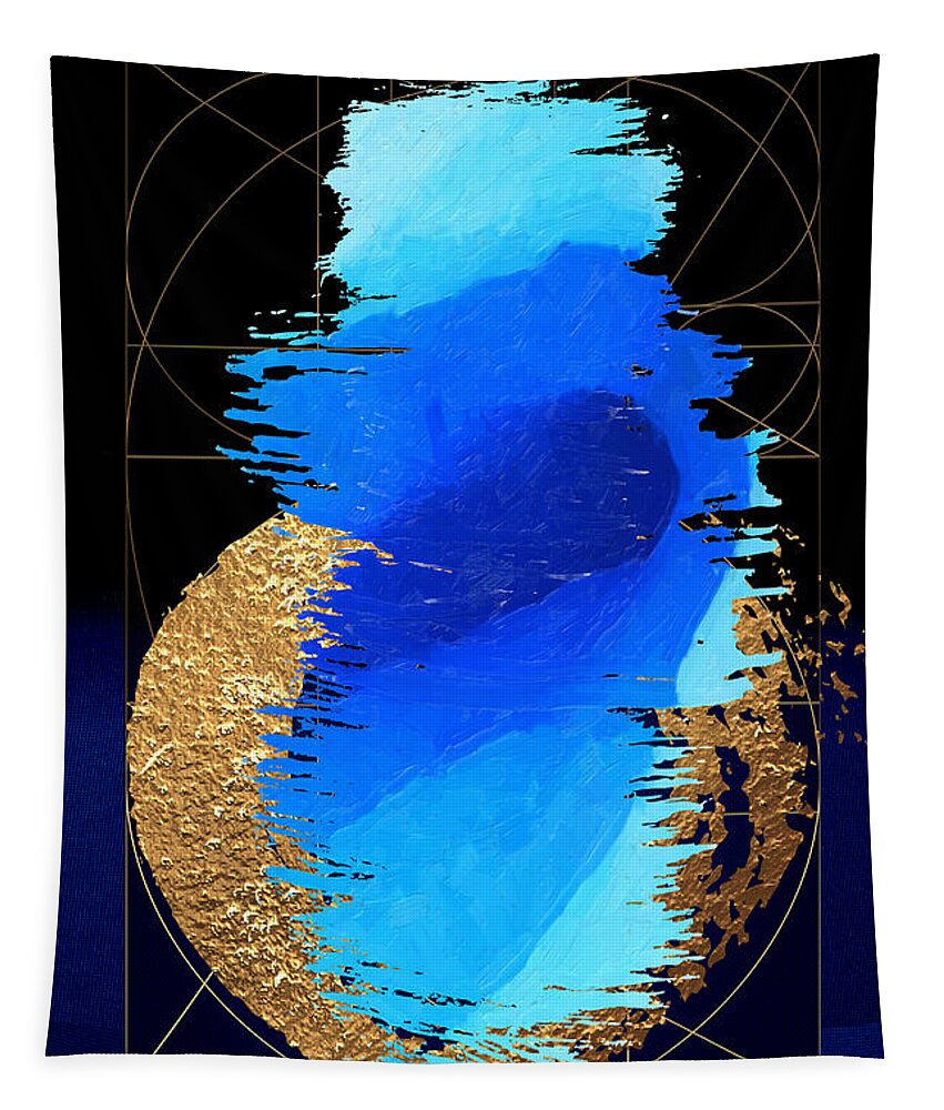 'aqua Gold' Collection By Serge Averbukh Tapestry featuring the digital art Aqua Gold No. 2 by Serge Averbukh