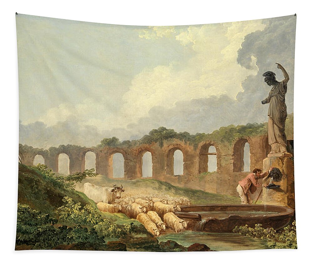 Hubert Robert Tapestry featuring the painting Aqueduct in Ruins by Hubert Robert