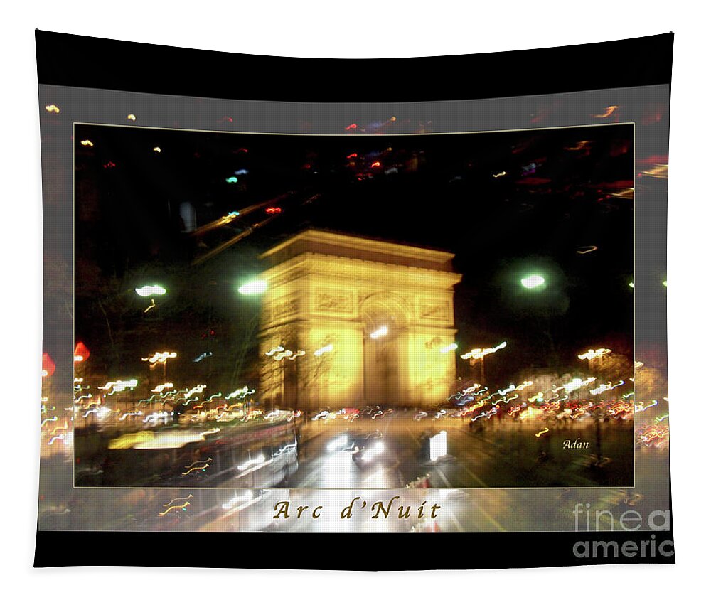 Paris Tapestry featuring the photograph Arc de Triomphe by Bus Tour Greeting Card Poster v1 by Felipe Adan Lerma