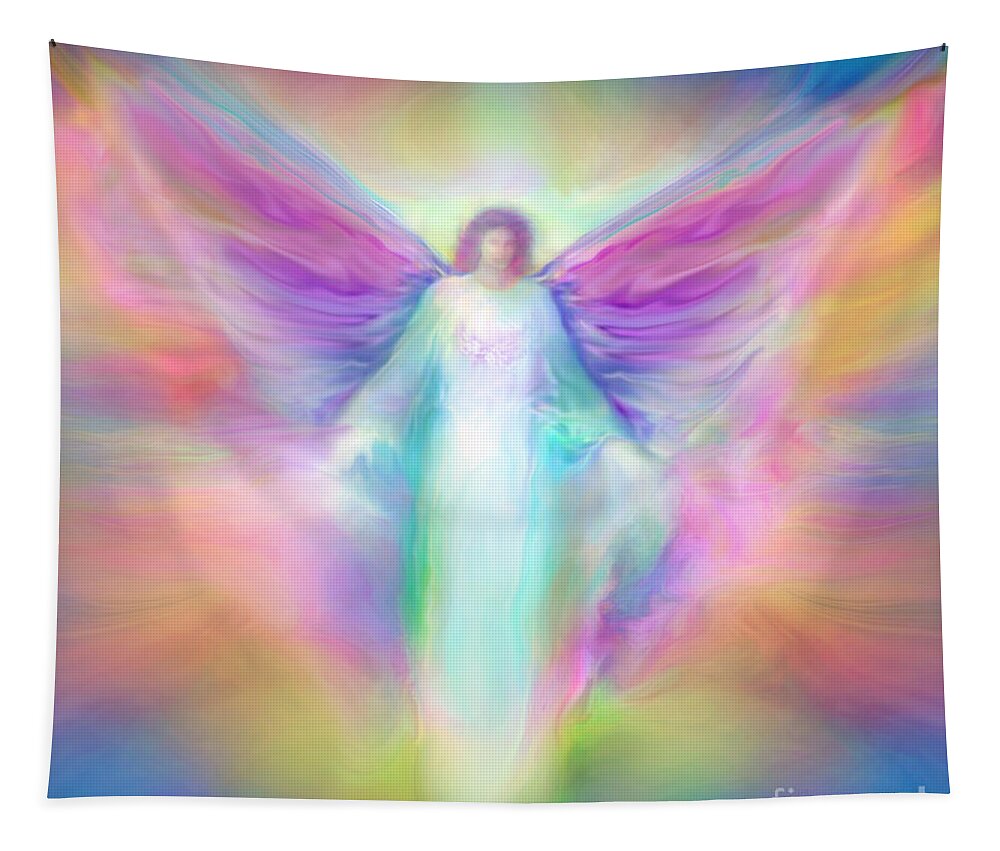 Angel Paintings Tapestry featuring the painting Archangel Raphael Healing by Glenyss Bourne