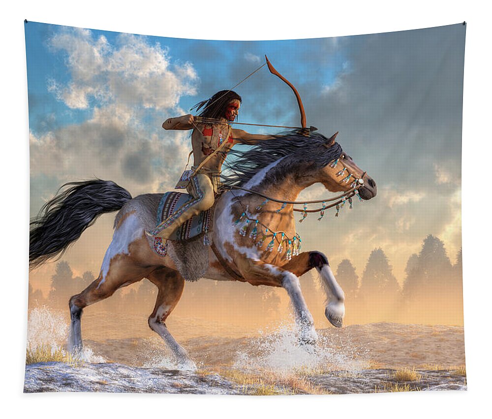 Archer On Horseback Tapestry featuring the digital art Archer on Horseback by Daniel Eskridge