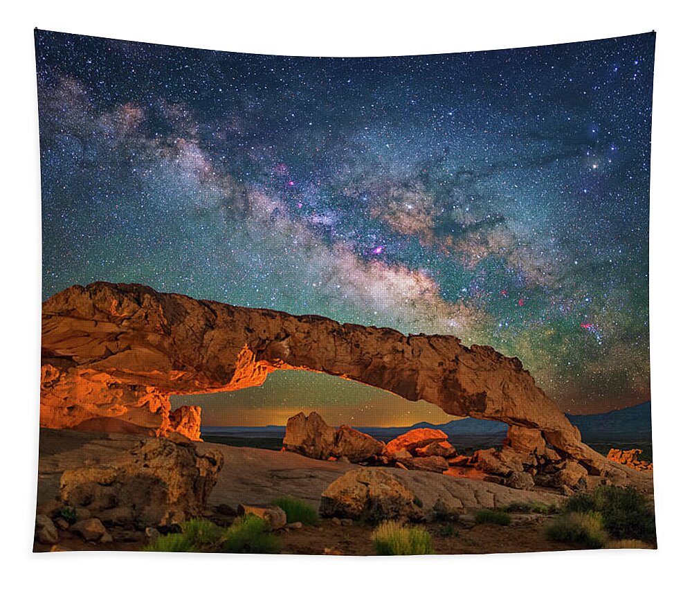 Astronomy Tapestry featuring the photograph Arching over the Arch by Ralf Rohner