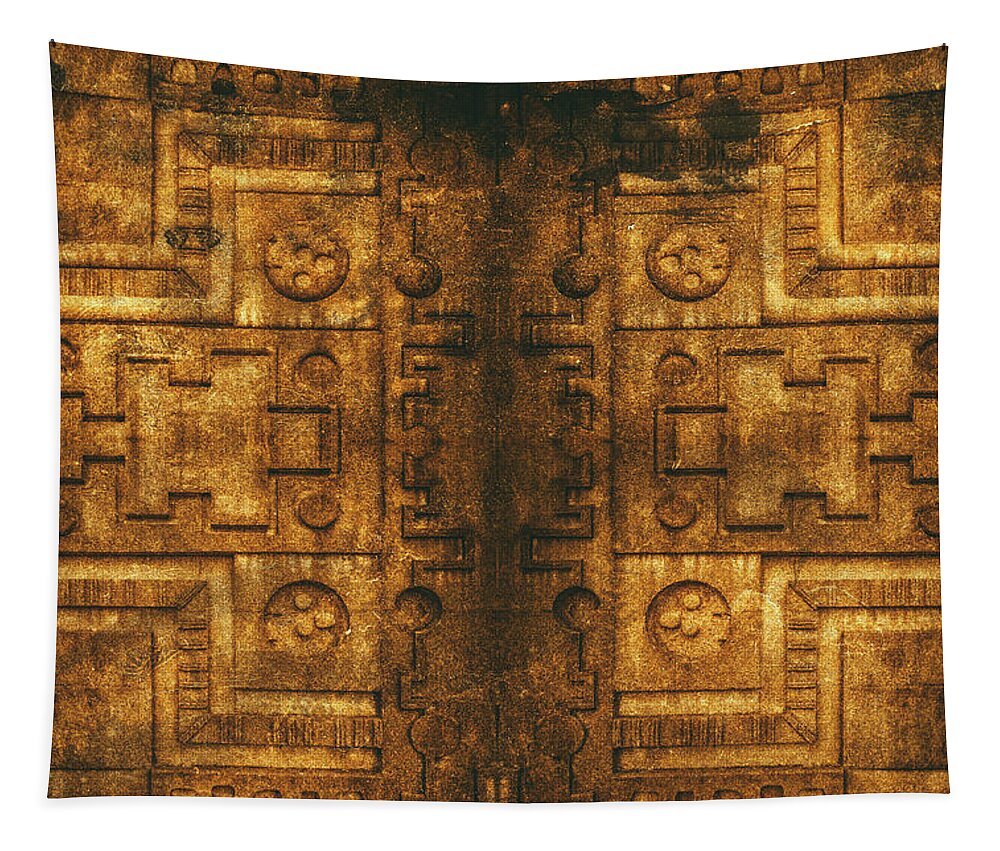 Aztec Art Tapestry featuring the photograph Architecture Wall of Aztec Ancestary by John Williams