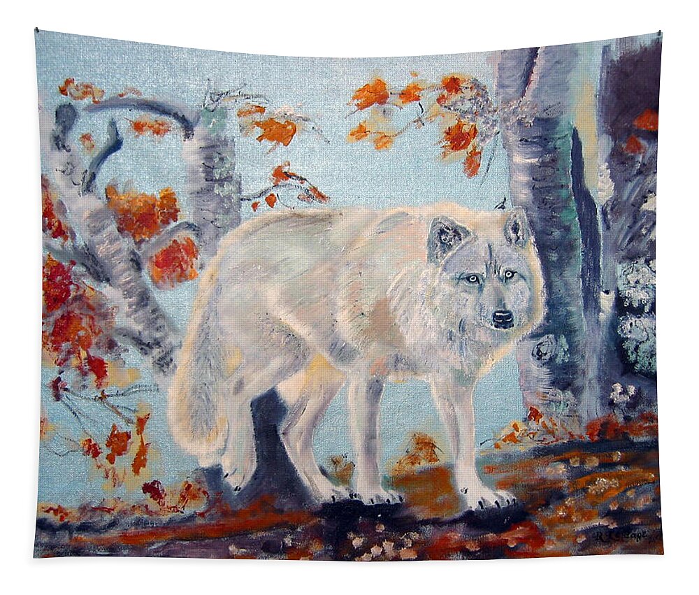 Wolf Tapestry featuring the painting Arctic Wolf by Richard Le Page