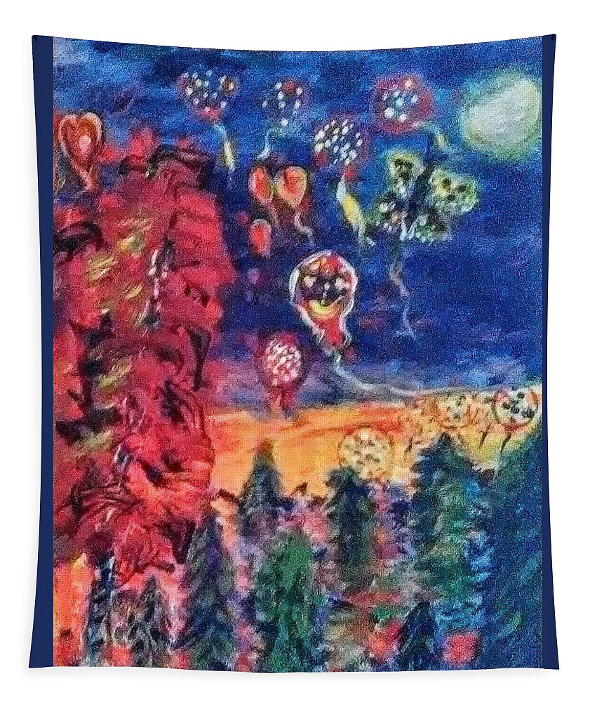 Balloons Tapestry featuring the painting Arising Dawn by Suzanne Berthier