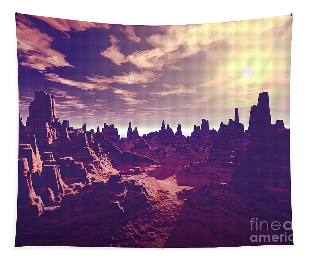 Canyon Tapestry featuring the digital art Arizona Canyon Sunshine by Phil Perkins