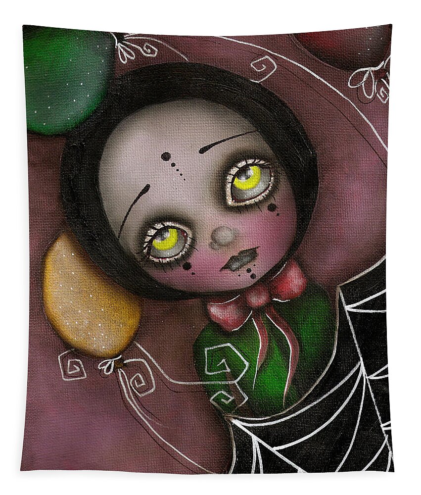 Abril Andrade Griffith Tapestry featuring the painting Arlequin Clown Girl by Abril Andrade