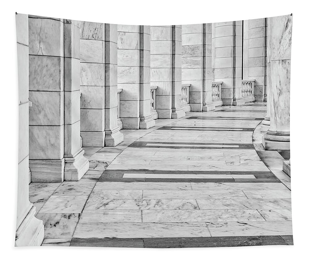 Arlington Amphitheater Tapestry featuring the photograph Arlington Amphitheater Arches And Columns II by Susan Candelario