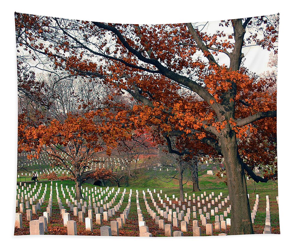 Veteran Tapestry featuring the photograph Arlington Cemetery in Fall by Carolyn Marshall