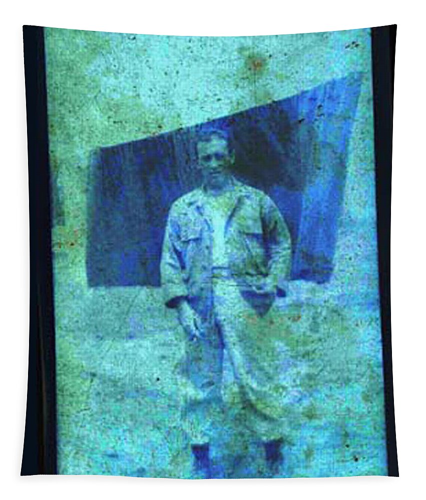 Antiques Tapestry featuring the photograph Army Man with Laundry by John Vincent Palozzi