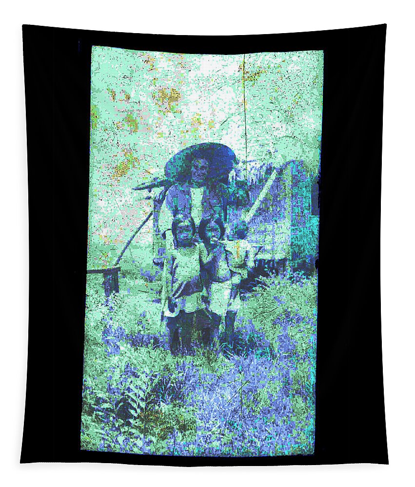 Antiques Tapestry featuring the photograph Army Soldier with Children by John Vincent Palozzi