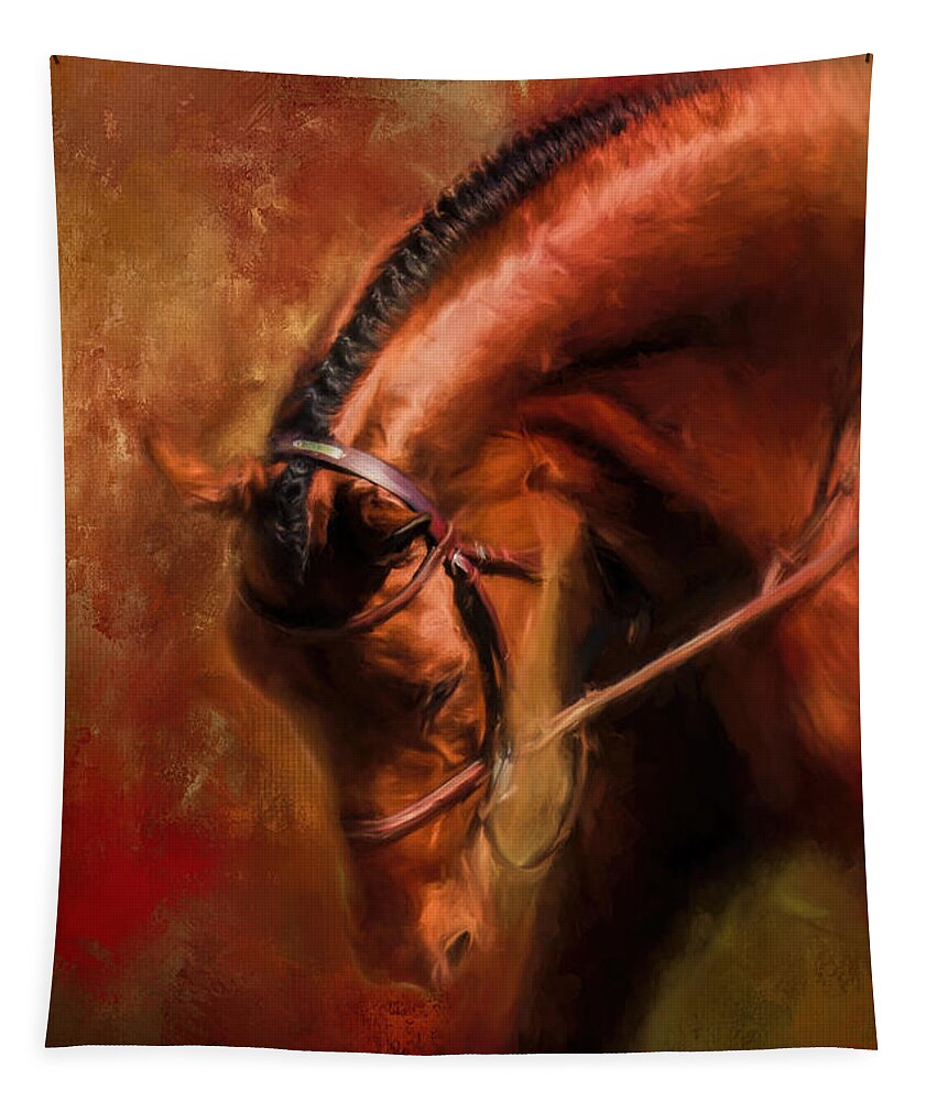 Jai Johnson Tapestry featuring the painting Around The First Turn Equestrian Art by Jai Johnson