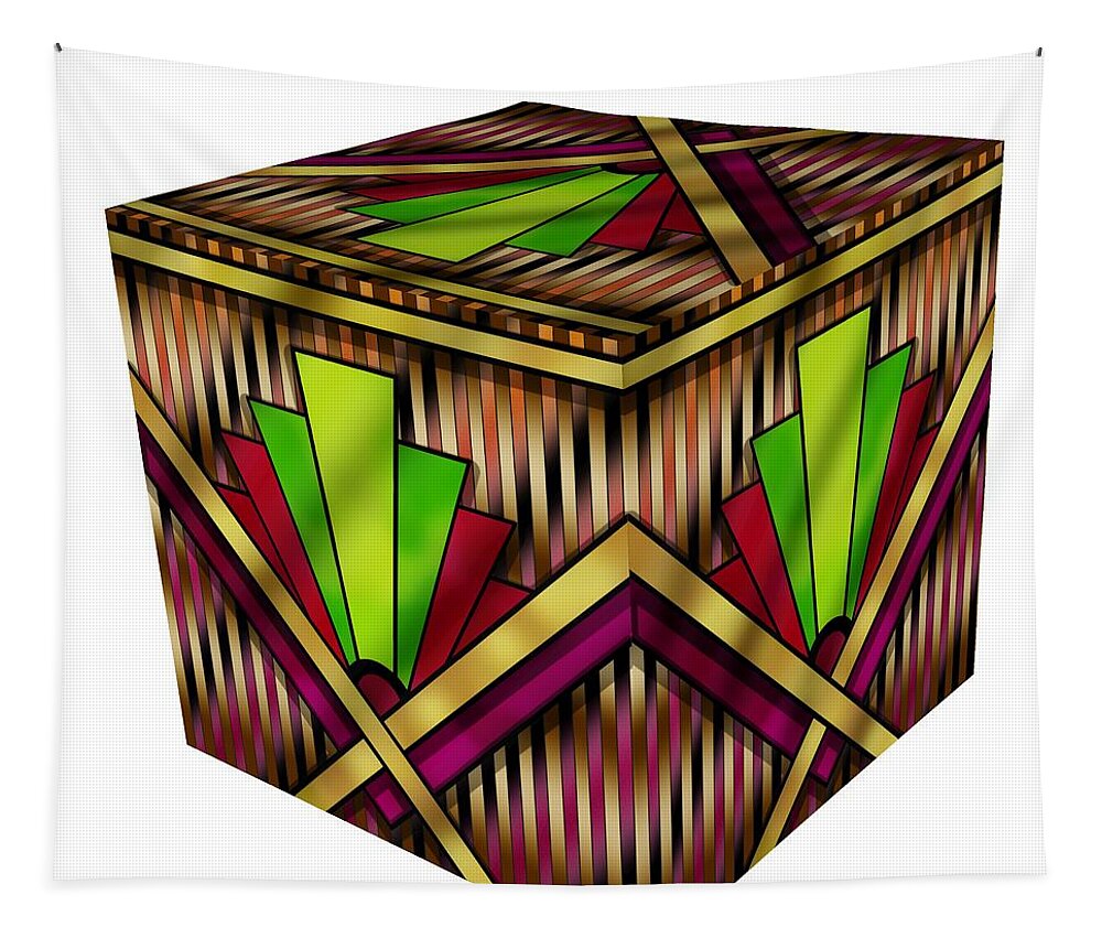 Art Deco 13 Cube Tapestry featuring the digital art Art Deco 13 Cube by Chuck Staley