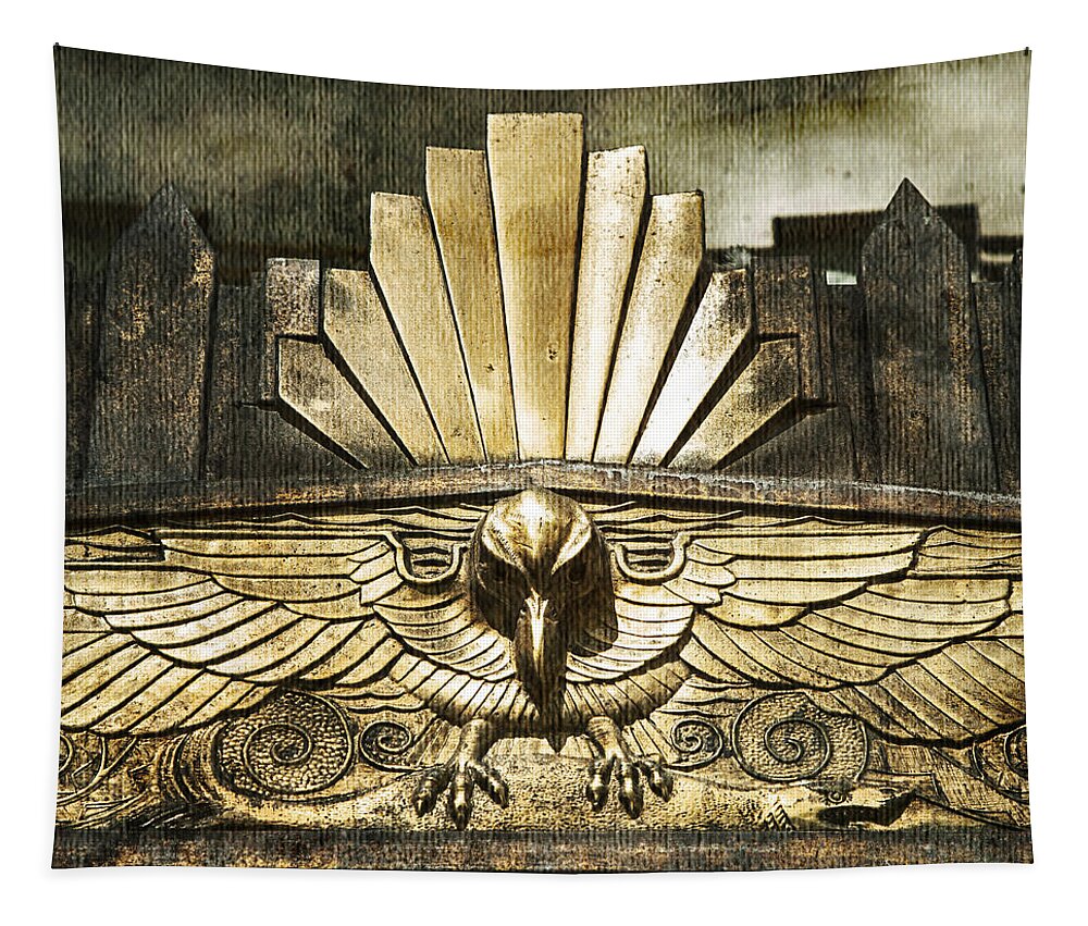 Art Deco Face Mask Tapestry featuring the photograph Art Deco Eagle by Theresa Tahara