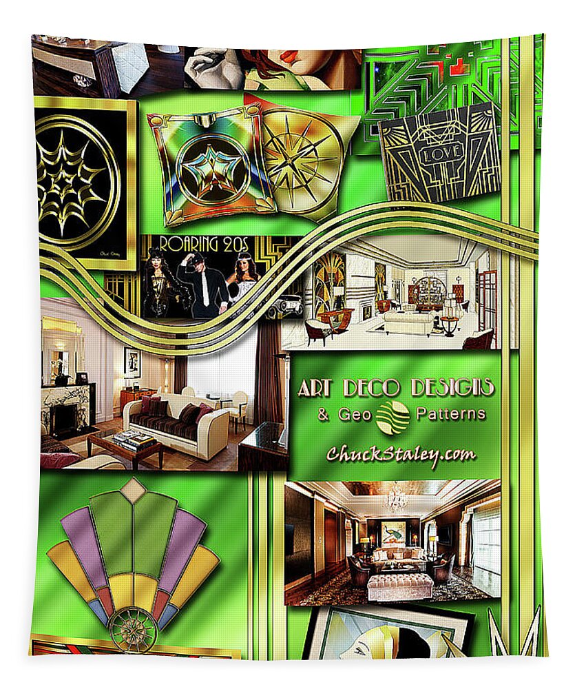 Art Deco Tapestry featuring the digital art Art Deco Mood Board by Chuck Staley