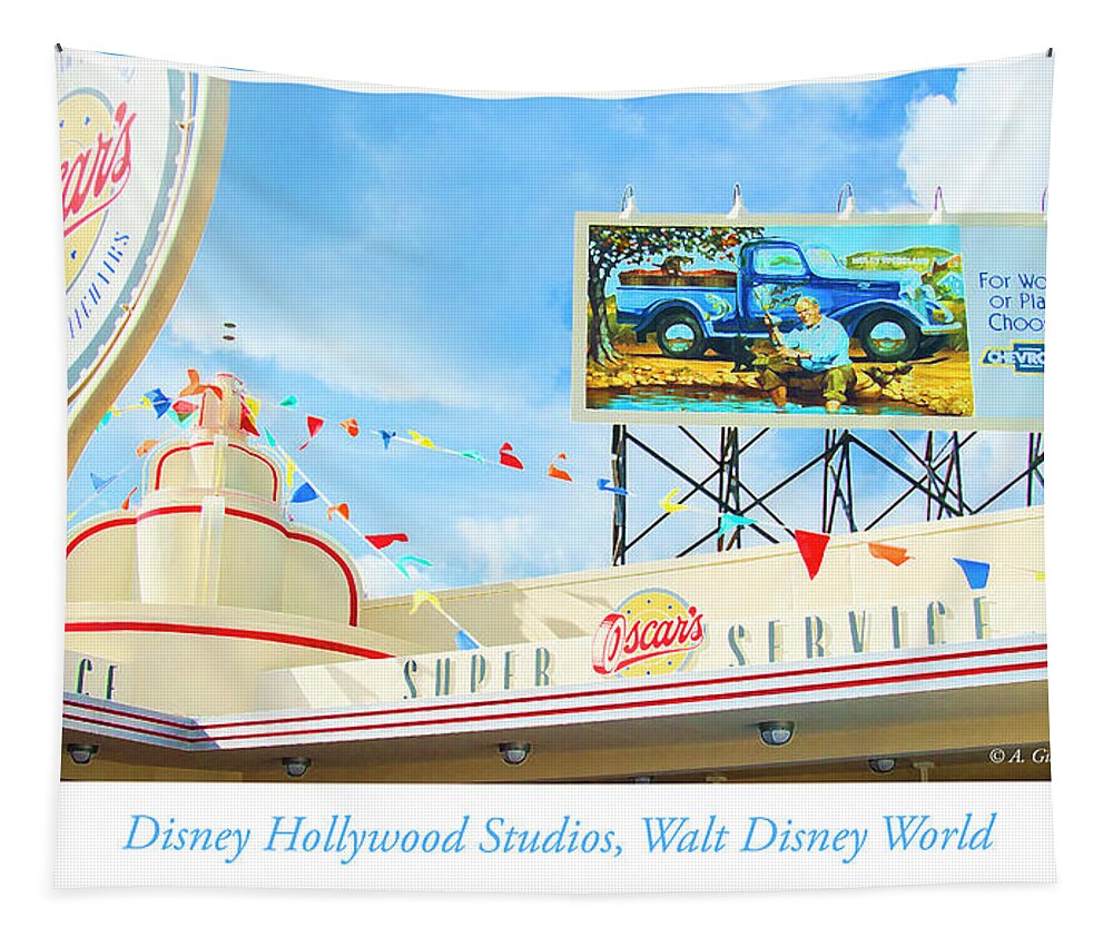Art Deco Tapestry featuring the photograph Art Deco Service Station of Yesteryear, Disney Hollywood Studios by A Macarthur Gurmankin