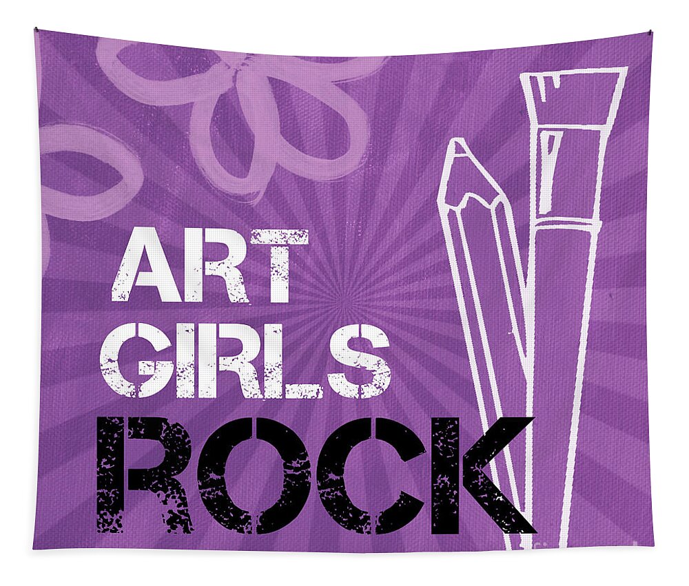 Art Tapestry featuring the mixed media Art Girls Rock by Linda Woods
