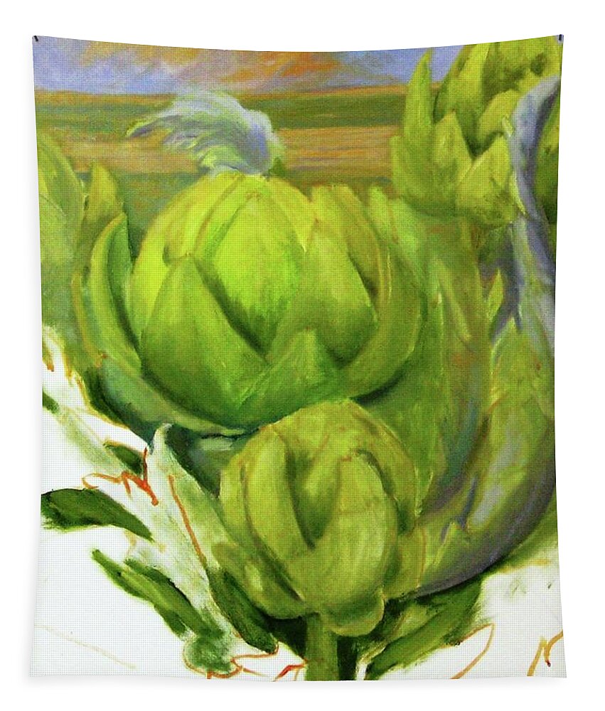 Farming Tapestry featuring the painting Artichoke unfinished by Maria Hunt