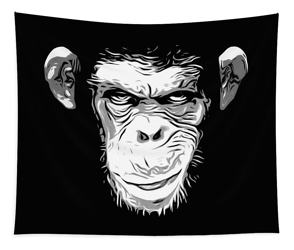 Monkey Tapestry featuring the digital art Evil Monkey by Nicklas Gustafsson