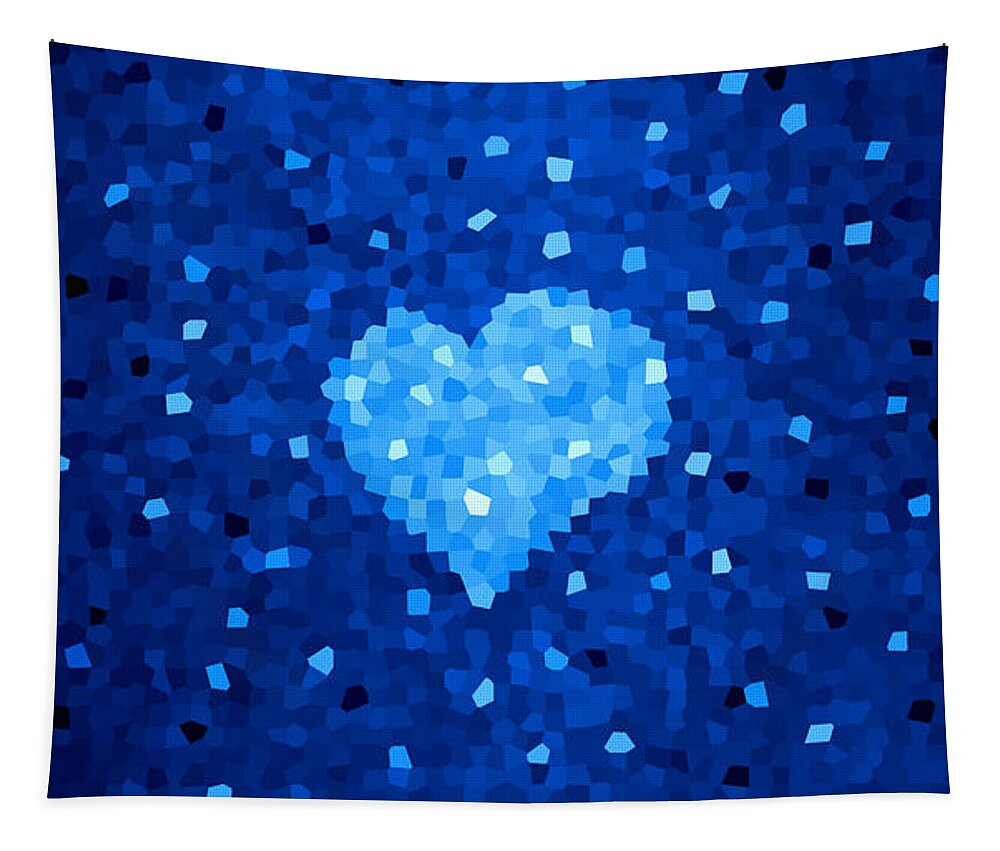 Heart Tapestry featuring the digital art Winter Blue Crystal Heart by Boriana Giormova