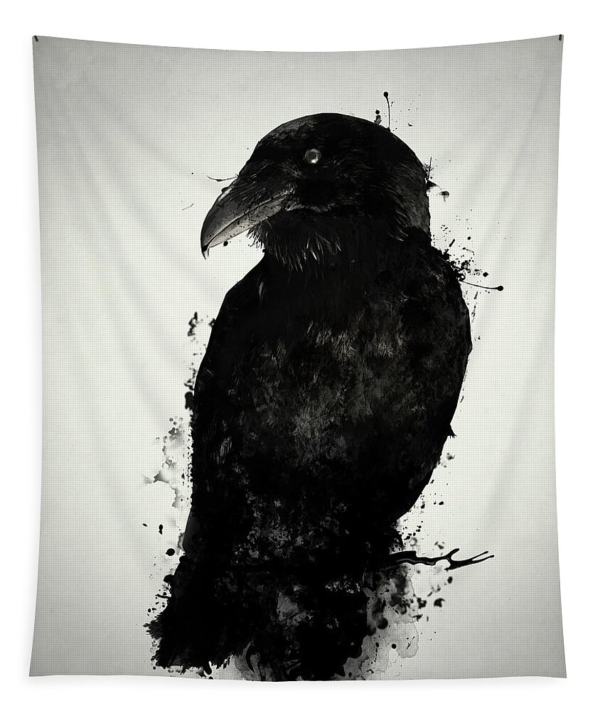Raven Tapestry featuring the mixed media The Raven by Nicklas Gustafsson