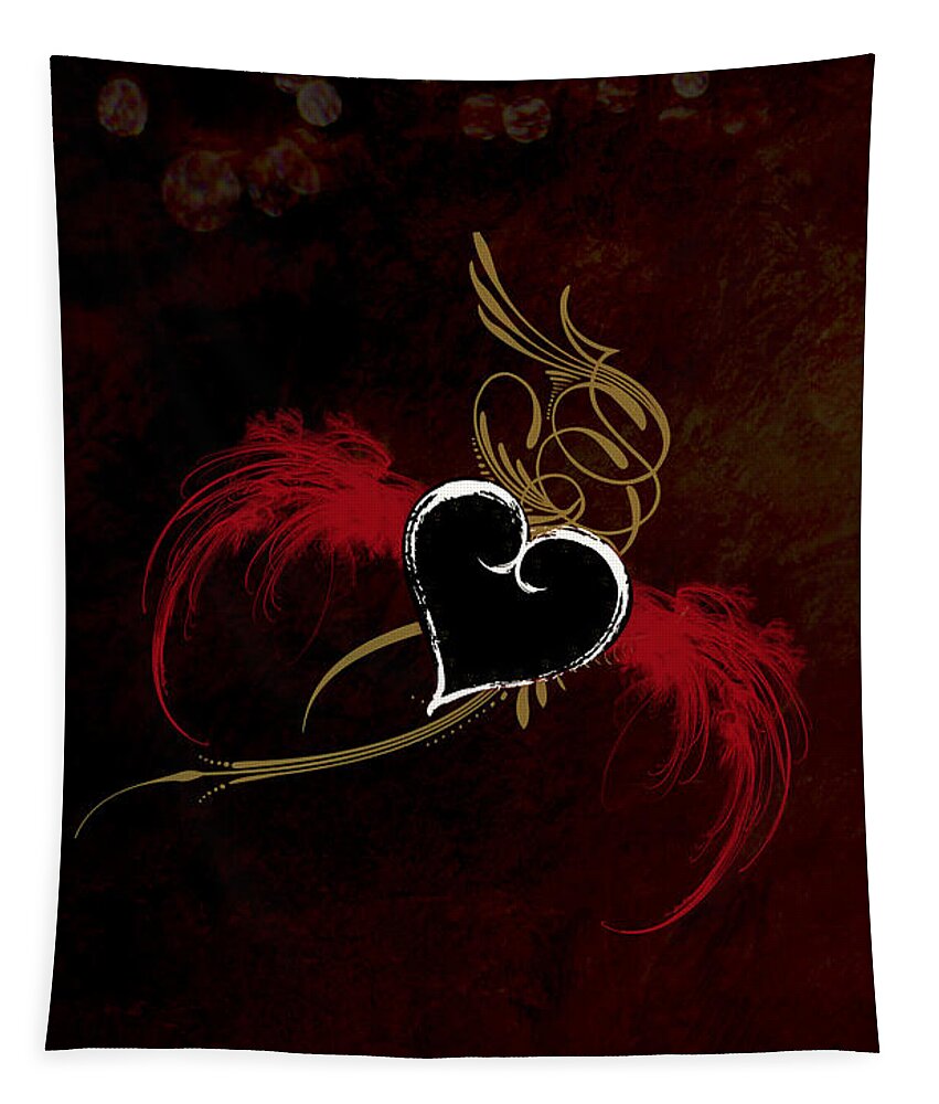 Heart Tapestry featuring the digital art One Love, One Heart by Linda Lees