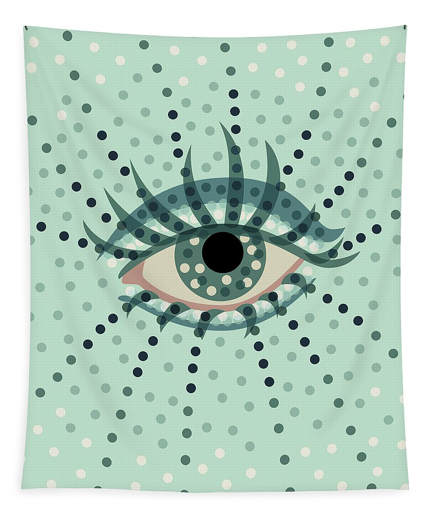 Art Tapestry featuring the digital art Beautiful Abstract Dotted Blue Eye by Boriana Giormova