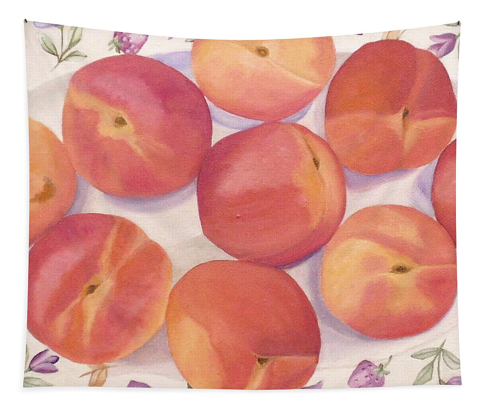 Apricot Tapestry featuring the painting Apricots by Angeles M Pomata