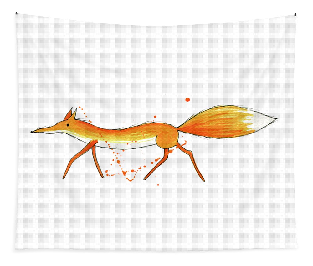 Fox Tapestry featuring the painting Fox by Andrew Hitchen