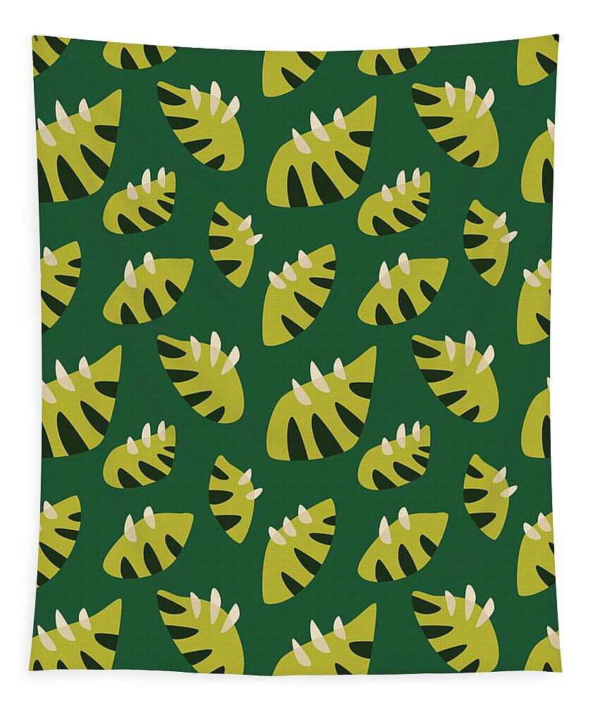 Green Leaf Pattern Tapestry featuring the digital art Clawed Abstract Green Leaf Pattern by Boriana Giormova