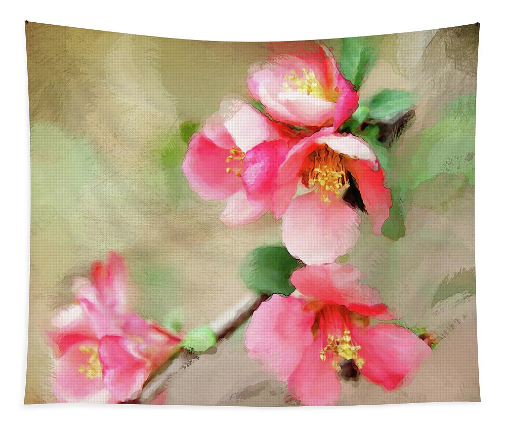 Quaint Quince Tapestry featuring the digital art Quaint Quince by Anita Faye