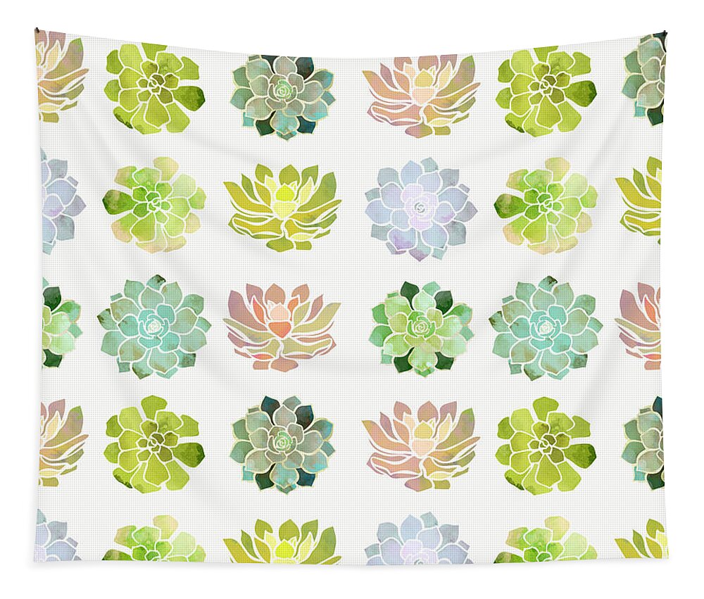 Spring Tapestry featuring the digital art Spring Succulents by Spacefrog Designs