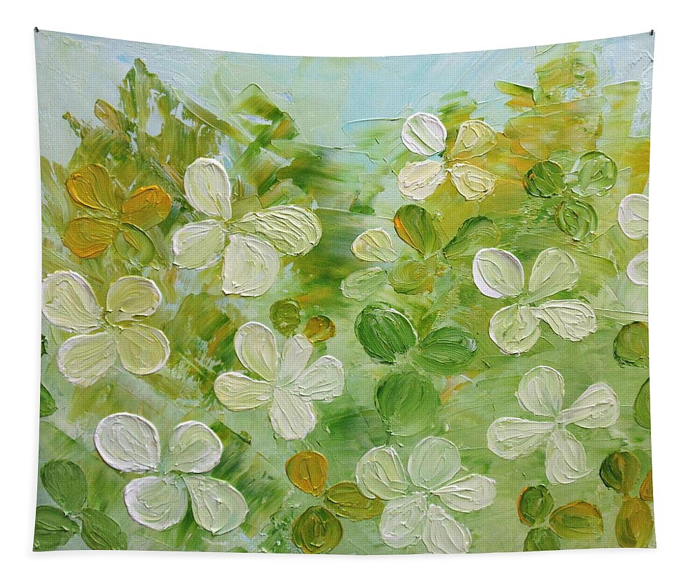 White Flowers Tapestry featuring the painting Under A Lucky Star by Angeles M Pomata