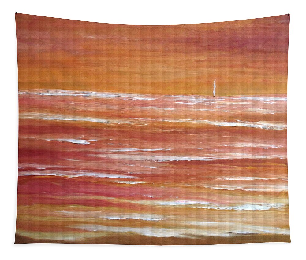 Seascape Tapestry featuring the painting The Broad Ahead by Angeles M Pomata