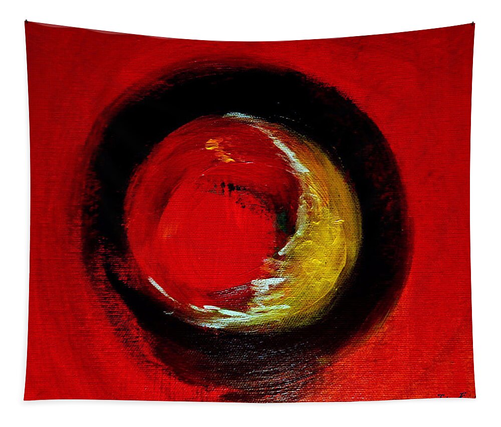 Abstract Tapestry featuring the painting Asleep On The Job Moon by Lisa Kaiser
