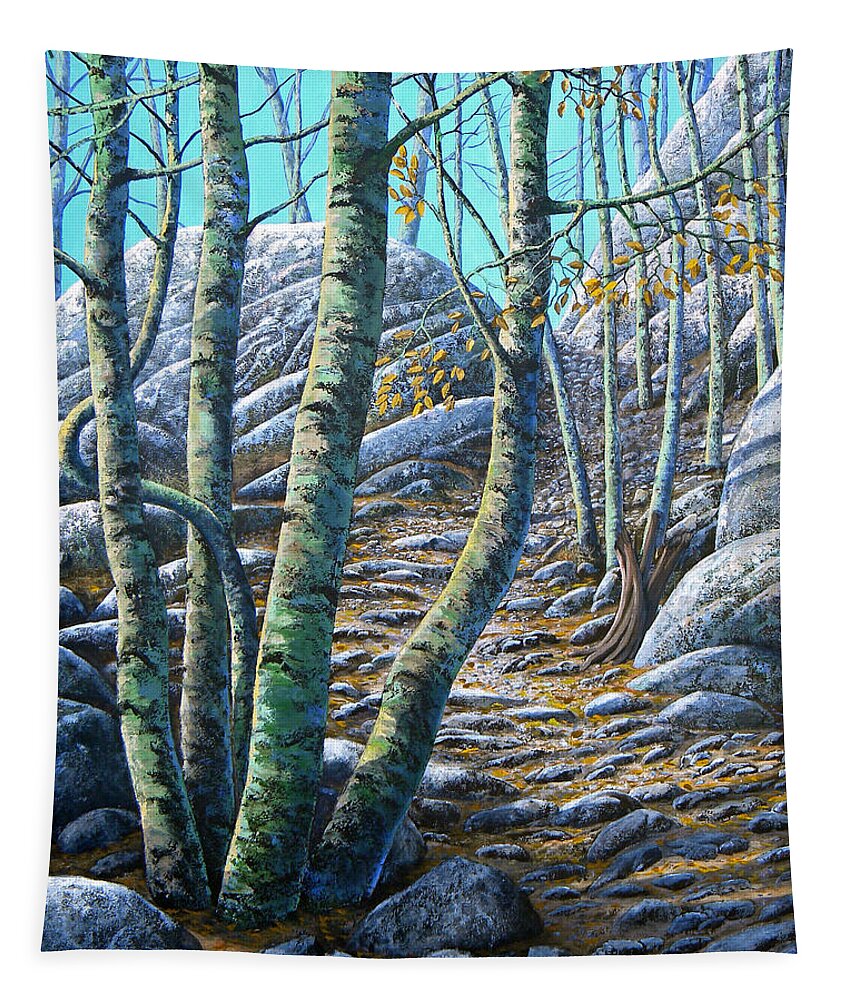 Aspen Trail Tapestry featuring the painting Aspen Trail by Frank Wilson