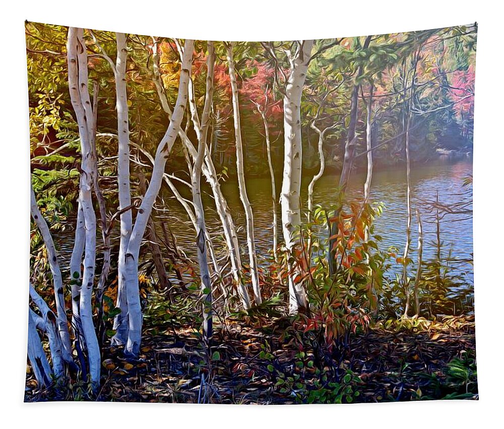 Trees Tapestry featuring the digital art Aspen trees in the fall by Tatiana Travelways