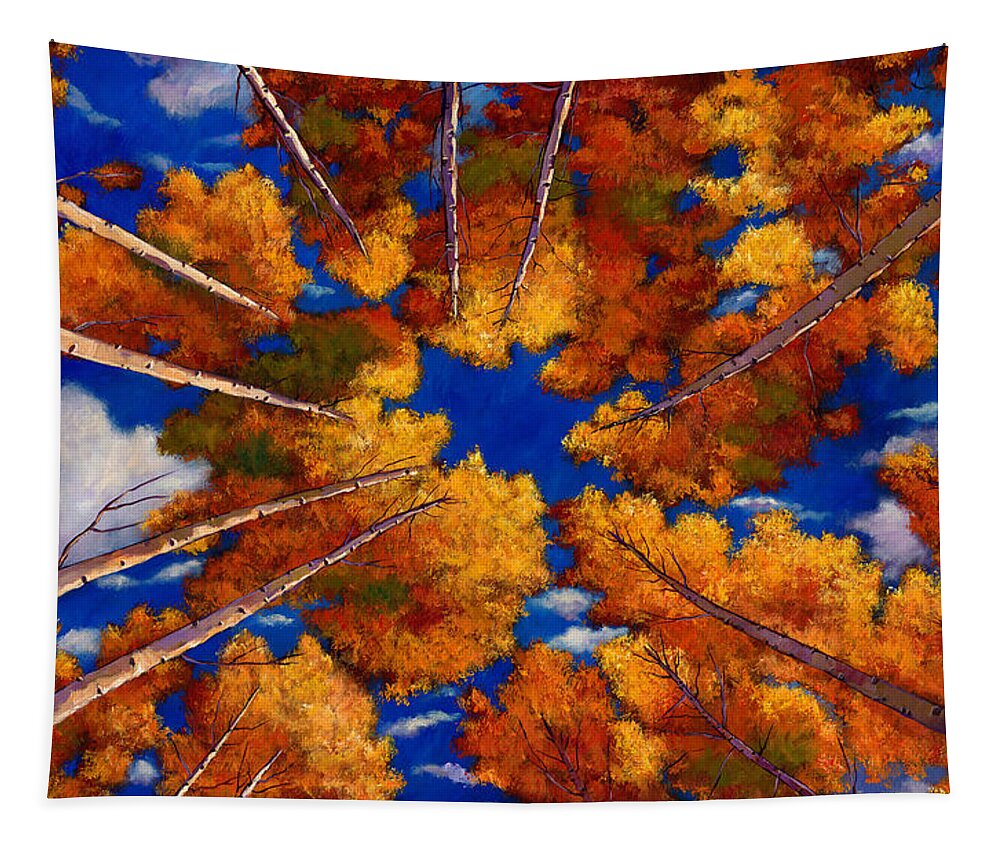 Autumn Aspen Tapestry featuring the painting Aspen Vortex by Johnathan Harris