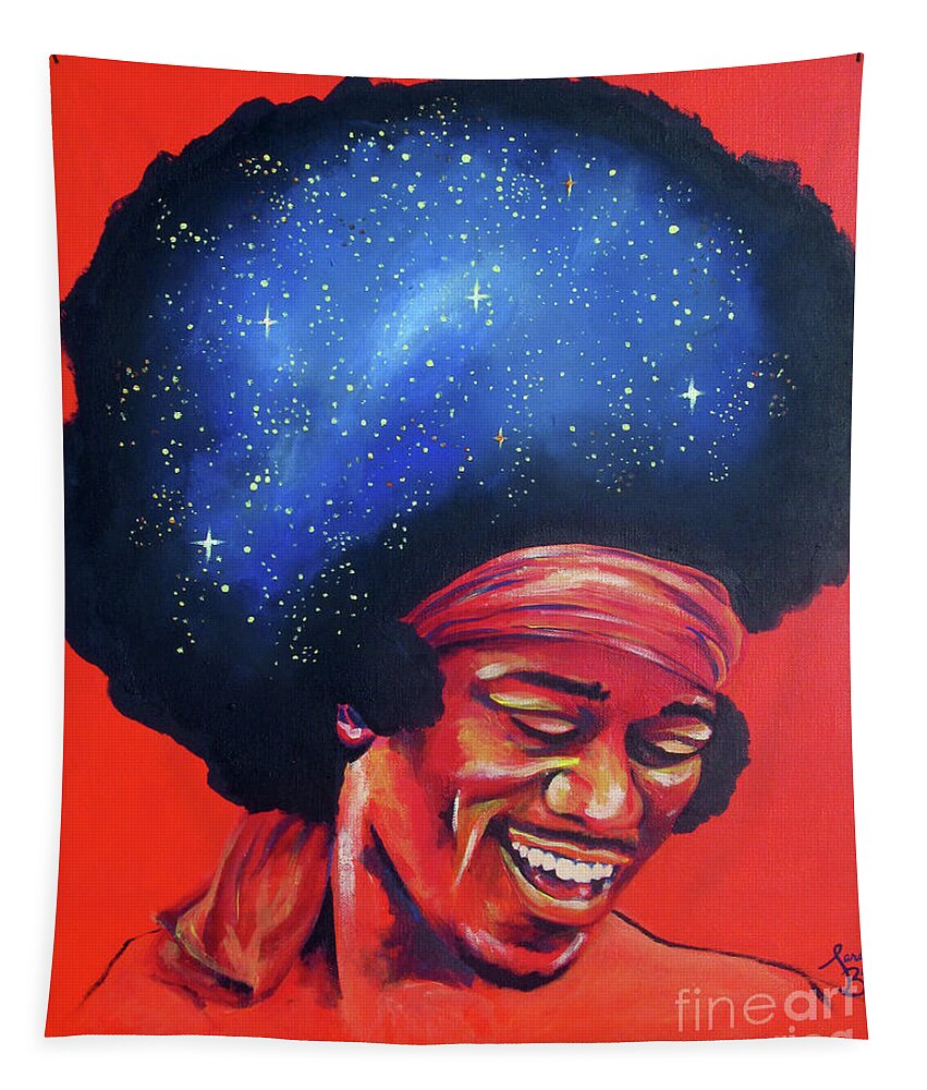 Jimi Hendrix Tapestry featuring the painting Astro Man by Sara Becker