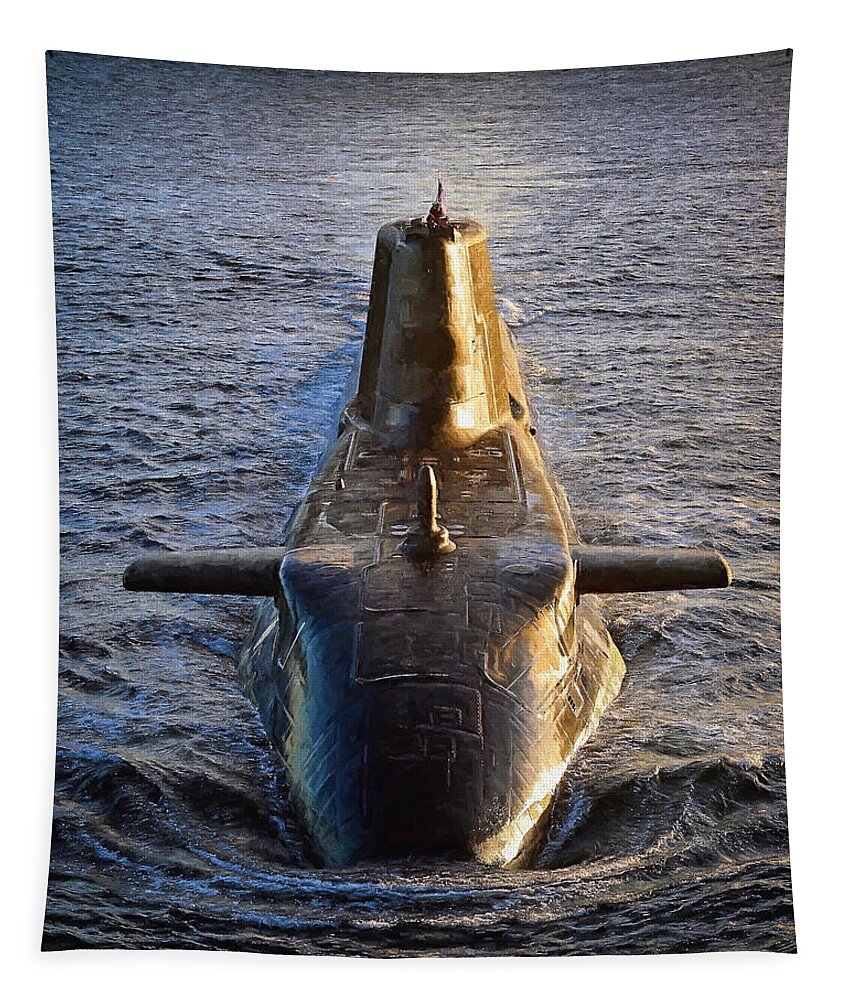 Astute Class Tapestry featuring the digital art Astute Class Submarine by Roy Pedersen
