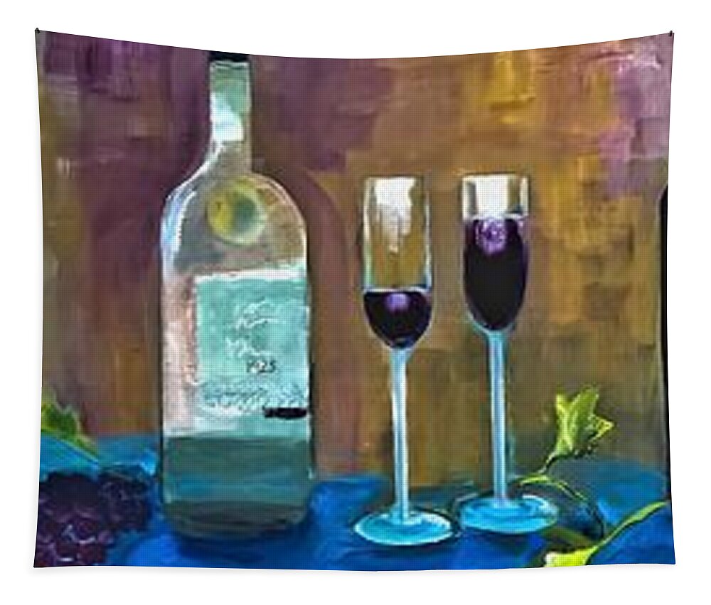 Asymmetrical Tapestry featuring the digital art Asymmetrical Wine Painting by Lisa Kaiser